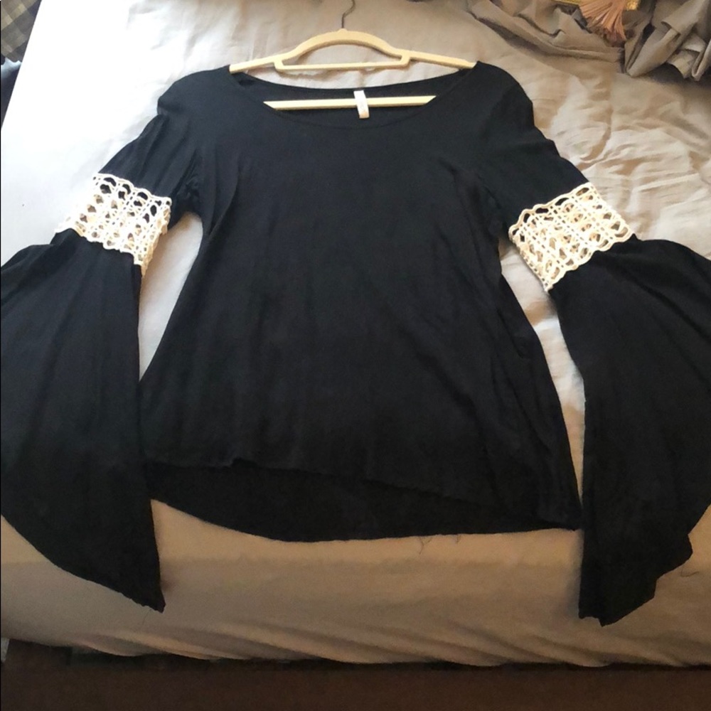Bell sleeve black blouse